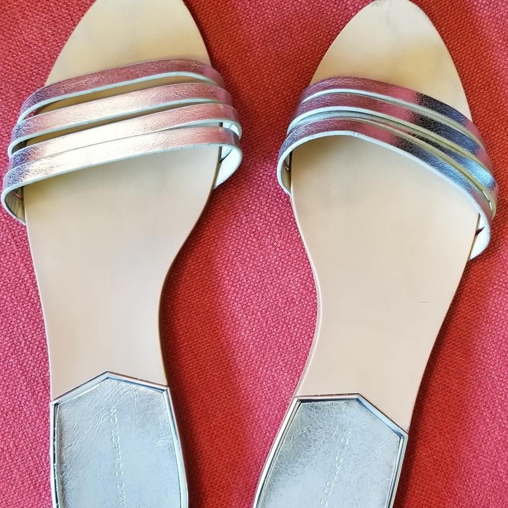Zara Silver Mettalic Slides size 7.5